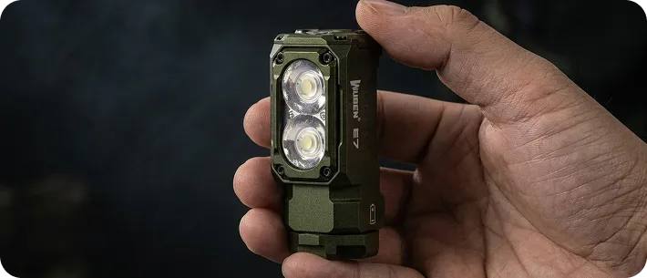 Быстрое изменение формата налобного фонаря Wuben E7 Green 5000K
