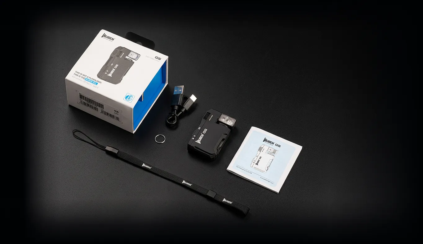 Комплектация наключного фонаря-брелока Wuben G5 Black NEW