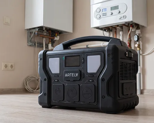 Портативная электростанция ARTELV рядом с газовым котлом отопления